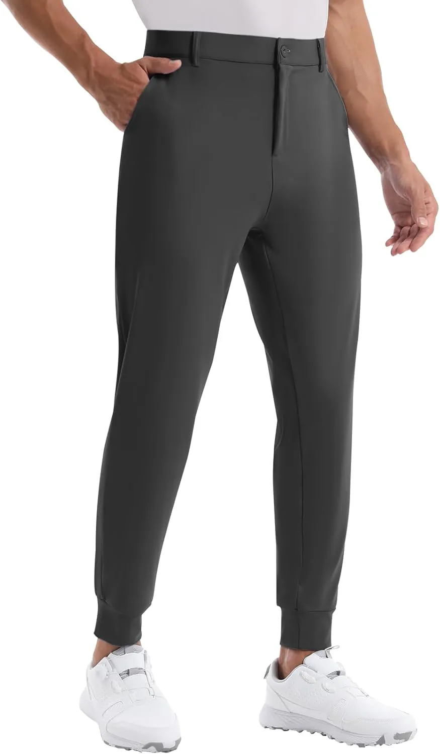 CANGHPGIN Mens Athletic Joggers with Zipper Pockets Lightweight Golf Pants Men Stretch Relaxed Fit Tapered Work Travel Pants