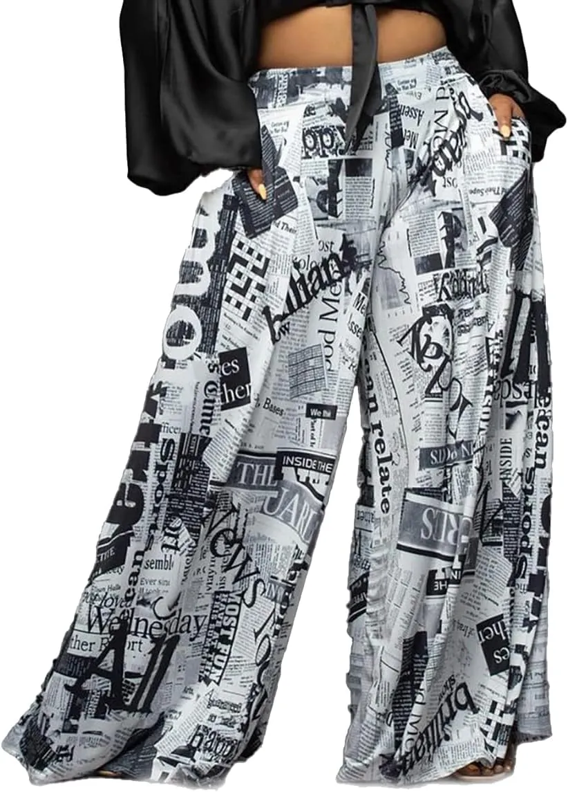 Casual Palazzo Pants for Women Lounge Pants Wide Leg Trousers Women Skirt Pants with Elastic Waistband