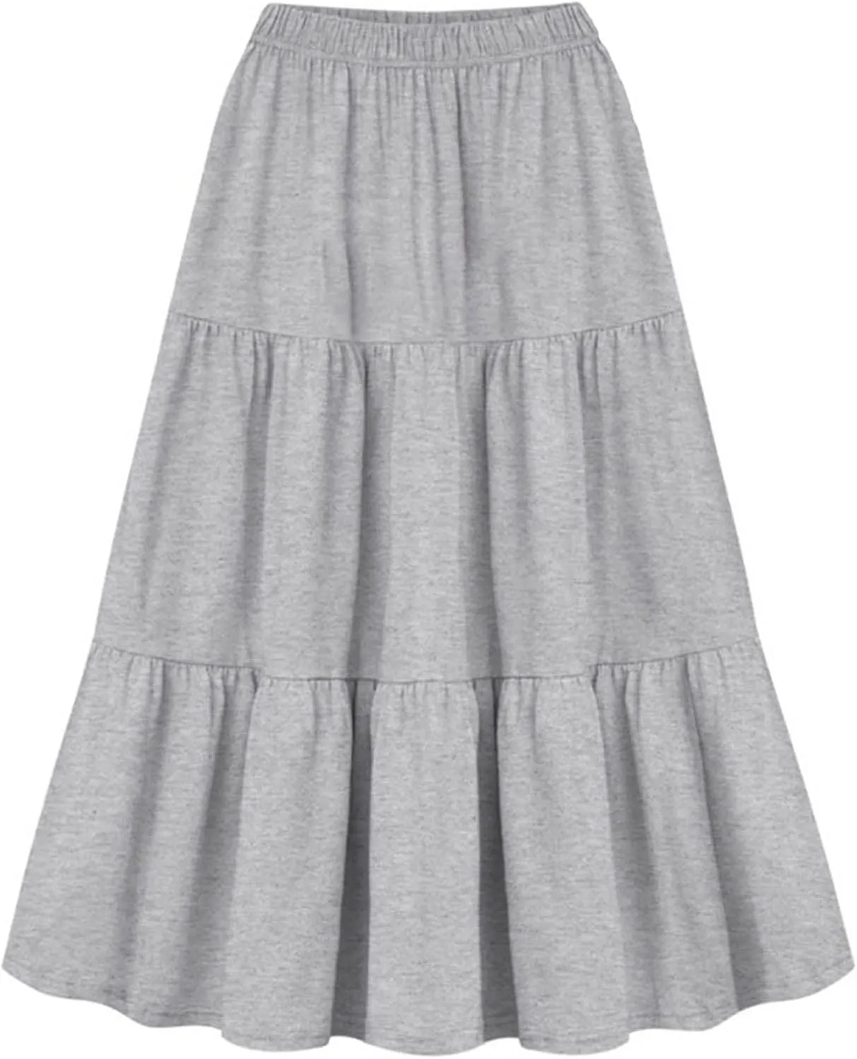 Casual Skirts Women Plus Size Summer Skirt Flowy Midi Skirt Elastic Tiered Skirt Comfy Maxi Skirt Fashion Beach Skirt
