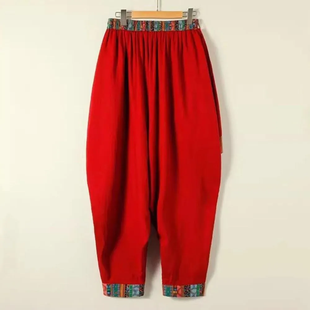 Chinese Style Men's Harem Pants Casual Loose Daily Ethnic Style Men Pants