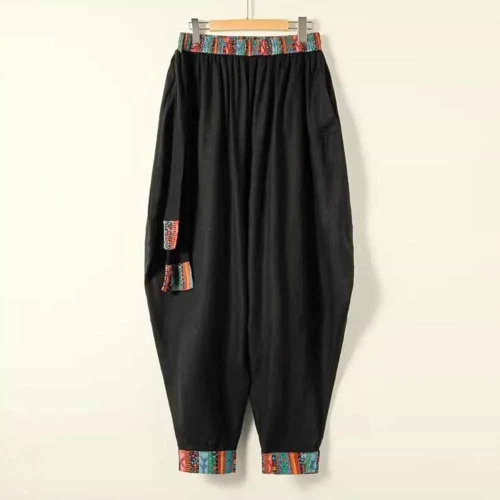 Chinese Style Men's Harem Pants Casual Loose Daily Ethnic Style Men Pants