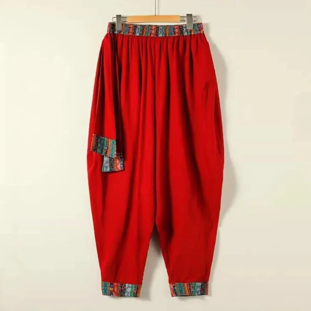 Chinese Style Men's Harem Pants Casual Loose Daily Ethnic Style Men Pants