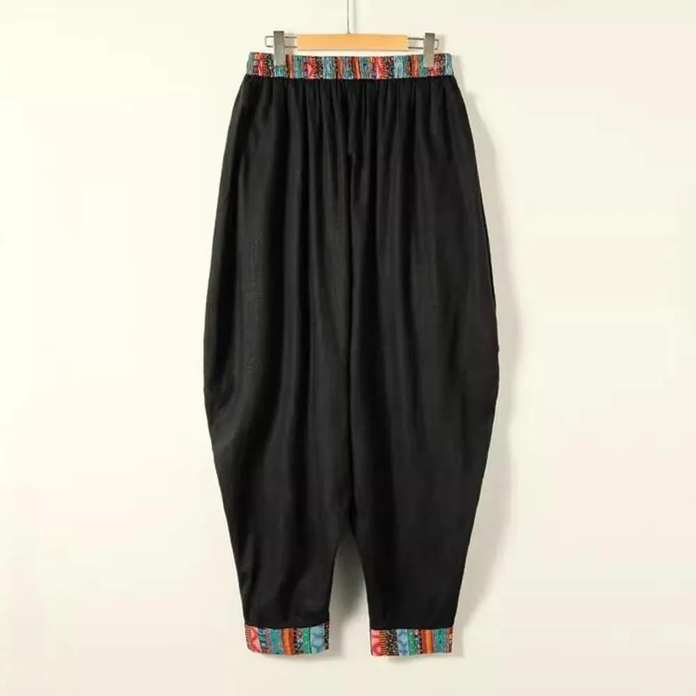 Chinese Style Men's Harem Pants Casual Loose Daily Ethnic Style Men Pants