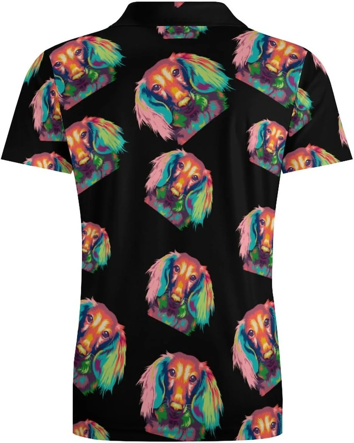 Colorful Dachshund Classic Polo Shirts for Men Quick Dry Short Sleeve Fit Golf Tees Casual Tops
