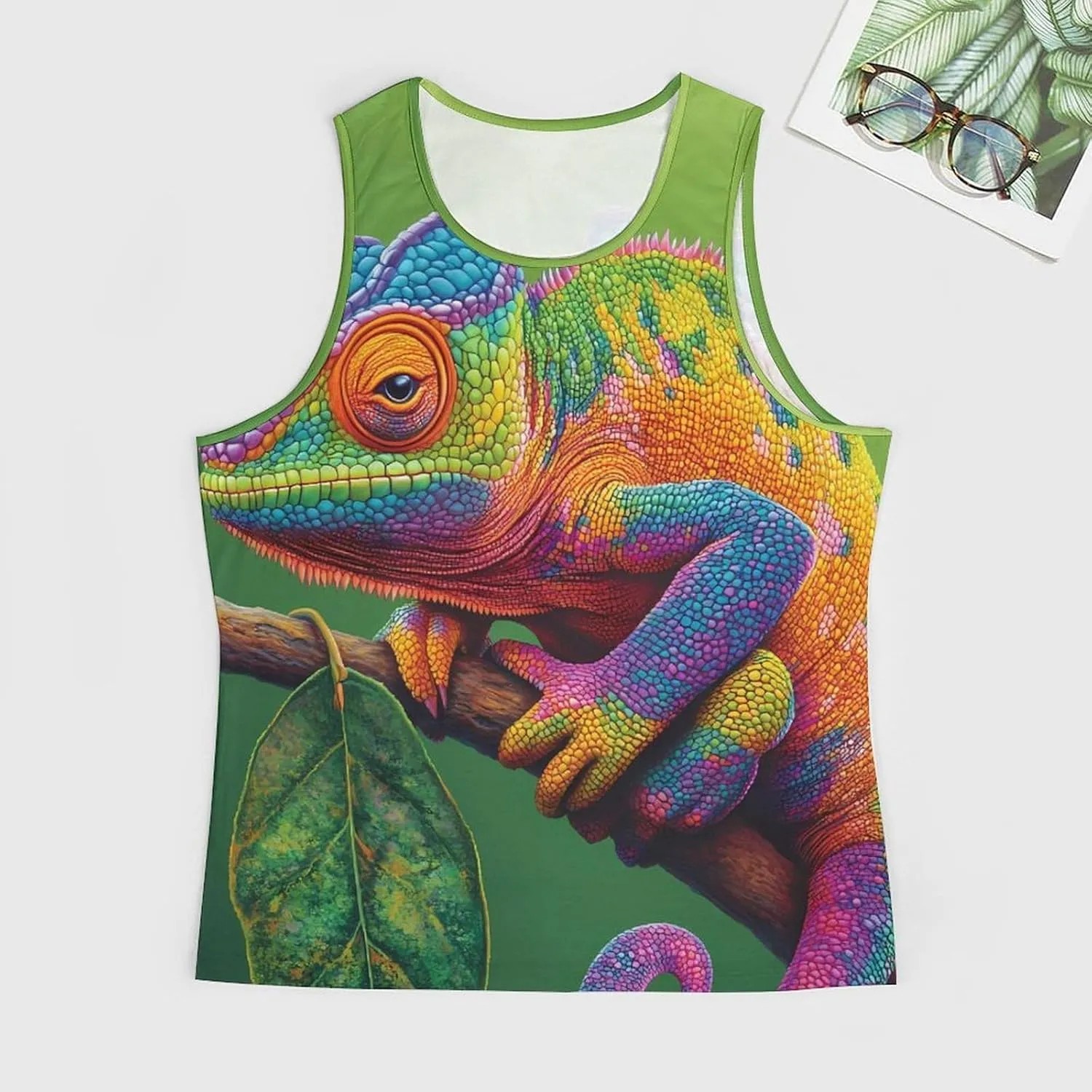 Colorful Rainbow Chameleon Men's Activewear Tank Tops Gym Sleeveless Muscle T Shirts Workout Tees Vest
