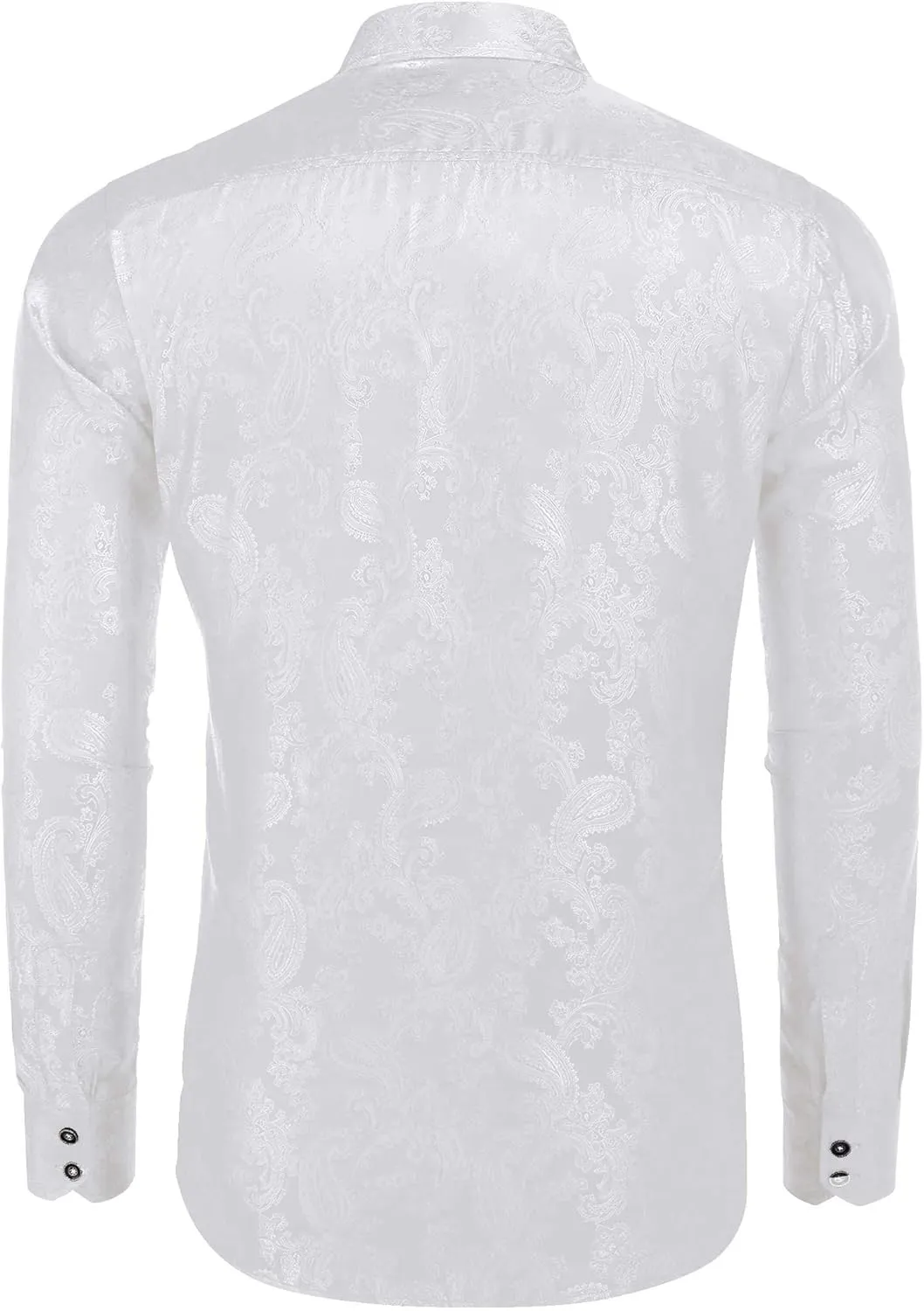 COOFANDY Men's Silk Satin Dress Shirt Long Sleeve Floral Printed Shirt Paisley Button Down Shirts for Wedding Party Prom