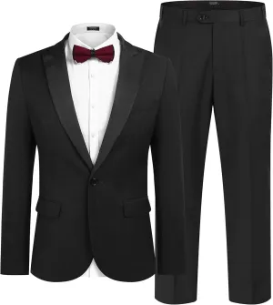 COOFANDY Men's Wedding Suits 2 Piece Tuxedo Jacket One Button Peak Lapel Suit Jacket Dress Pants for Dinner,Prom,Party