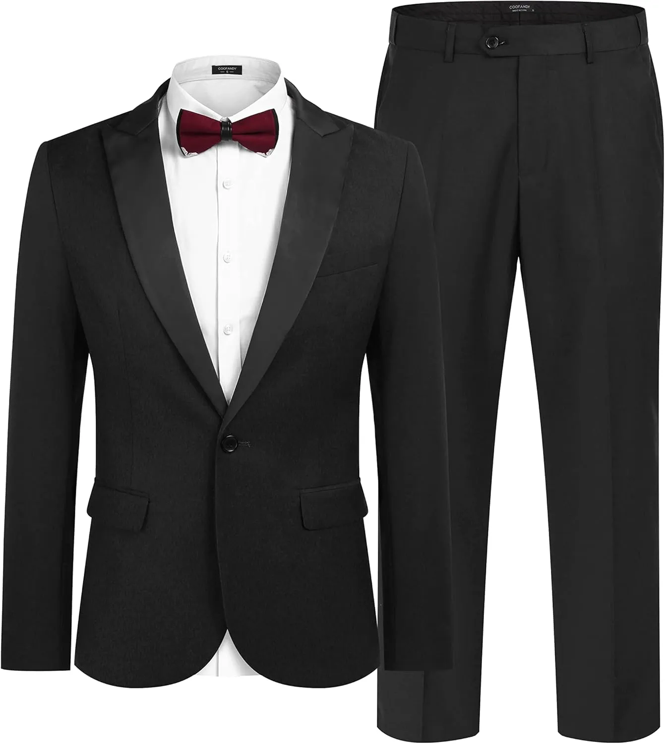 COOFANDY Men's Wedding Suits 2 Piece Tuxedo Jacket One Button Peak Lapel Suit Jacket Dress Pants for Dinner,Prom,Party