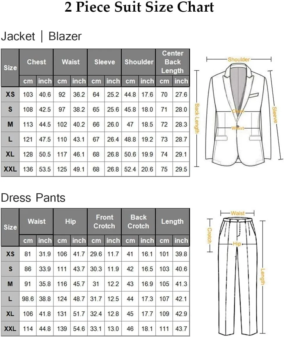 COOFANDY Men's Wedding Suits 2 Piece Tuxedo Jacket One Button Peak Lapel Suit Jacket Dress Pants for Dinner,Prom,Party