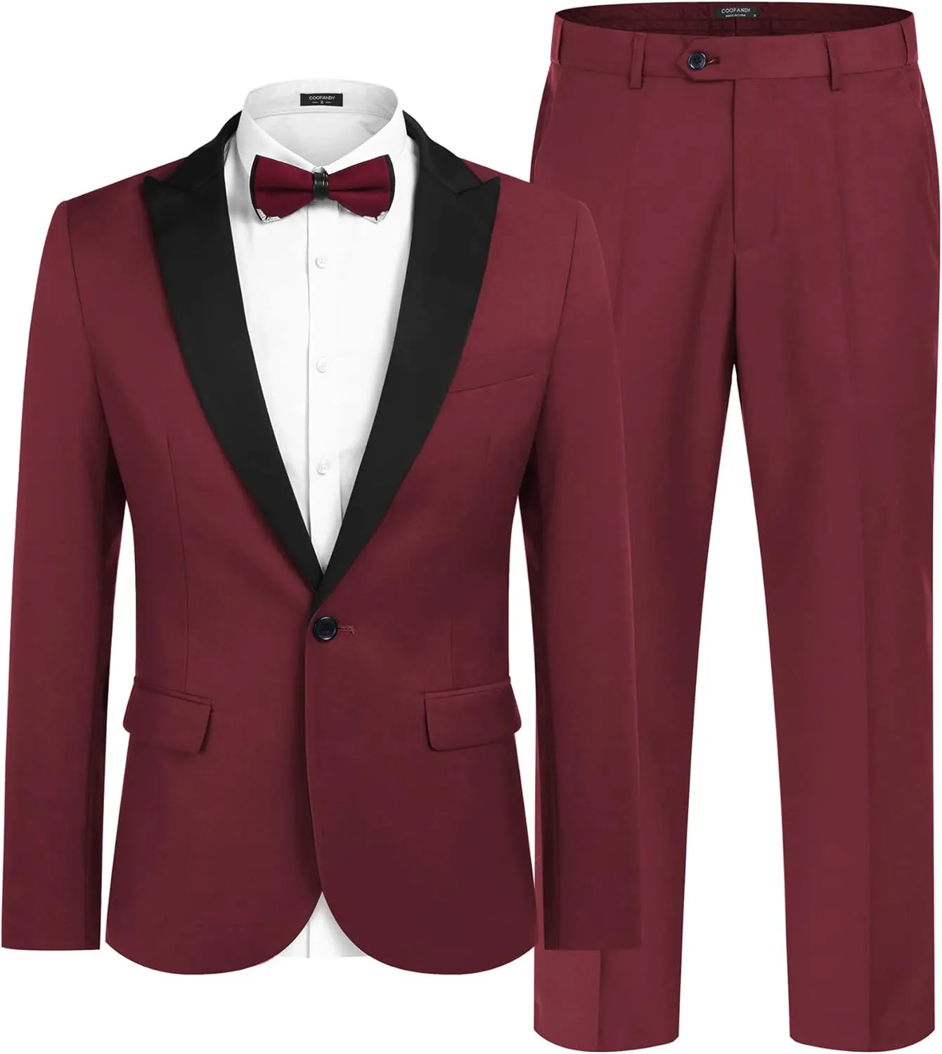 COOFANDY Men's Wedding Suits 2 Piece Tuxedo Jacket One Button Peak Lapel Suit Jacket Dress Pants for Dinner,Prom,Party