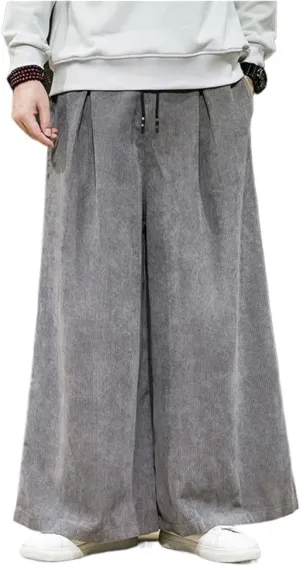 Corduroy Wide-Leg Harem Pants Men Casual Trousers Male Loose Big Size Streetwear