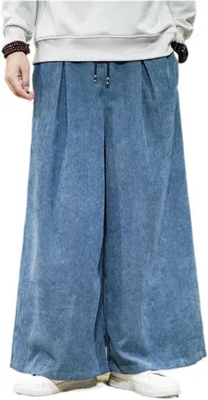 Corduroy Wide-Leg Harem Pants Men Casual Trousers Male Loose Big Size Streetwear