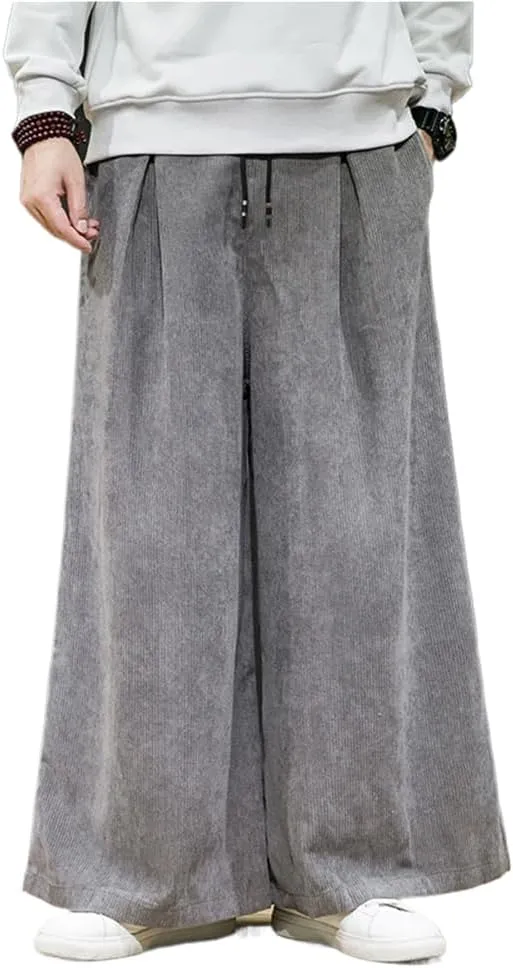 Corduroy Wide-Leg Harem Pants Men Casual Trousers Male Loose Big Size Streetwear