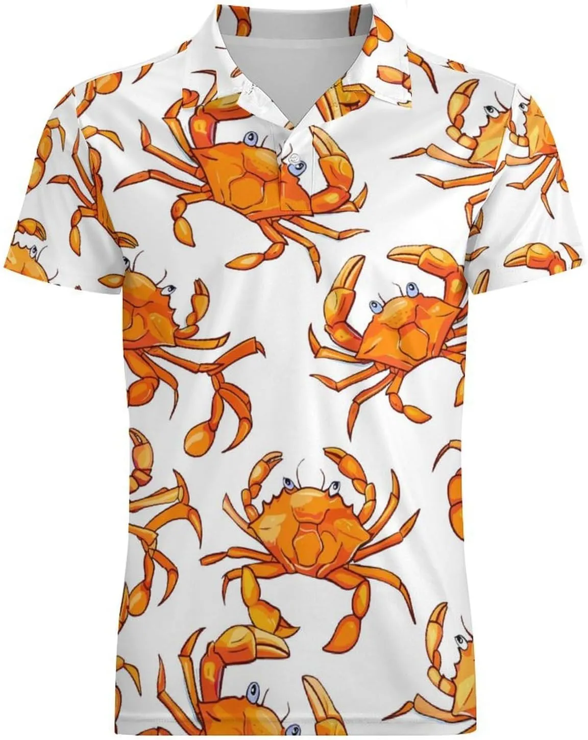 Crab Classic Polo Shirts for Men Quick Dry Short Sleeve Fit Golf Tees Casual Tops