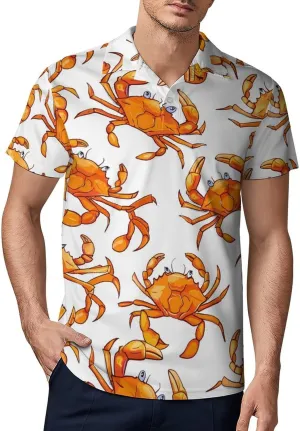 Crab Classic Polo Shirts for Men Quick Dry Short Sleeve Fit Golf Tees Casual Tops