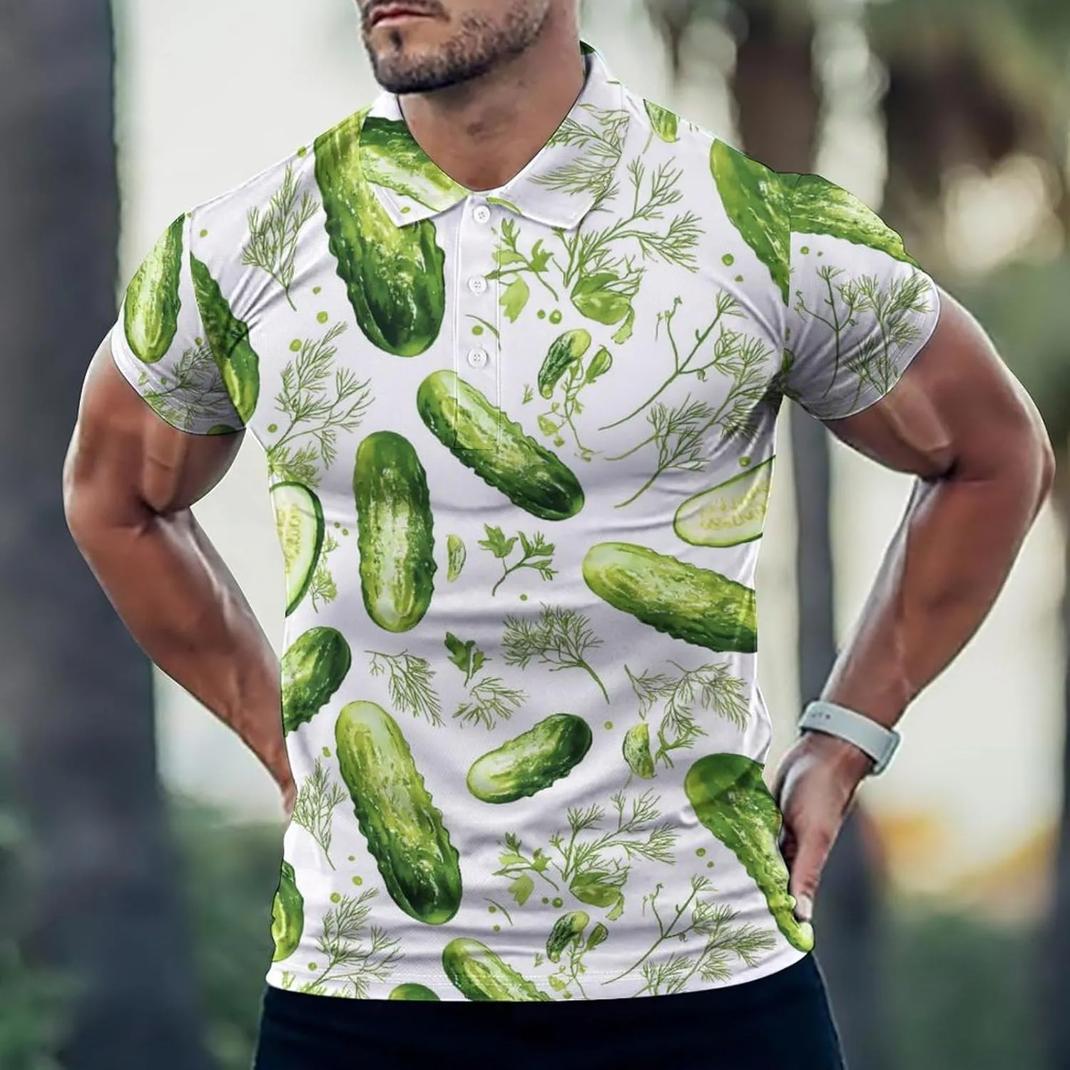 Cucumbers Pickles Mens Polo Shirts Quick Dry Short Sleeve T-shirts Slim Tennis Collared Tees Tops