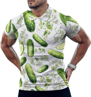 Cucumbers Pickles Mens Polo Shirts Quick Dry Short Sleeve T-shirts Slim Tennis Collared Tees Tops