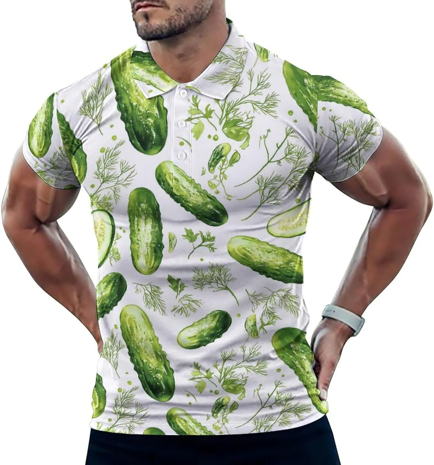 Cucumbers Pickles Mens Polo Shirts Quick Dry Short Sleeve T-shirts Slim Tennis Collared Tees Tops