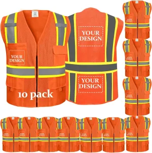 Custom Logo Safety Vest(S,M,L,XL,2XL,3XL,4XL) High Visibility Reflective Safety Vests Class 2