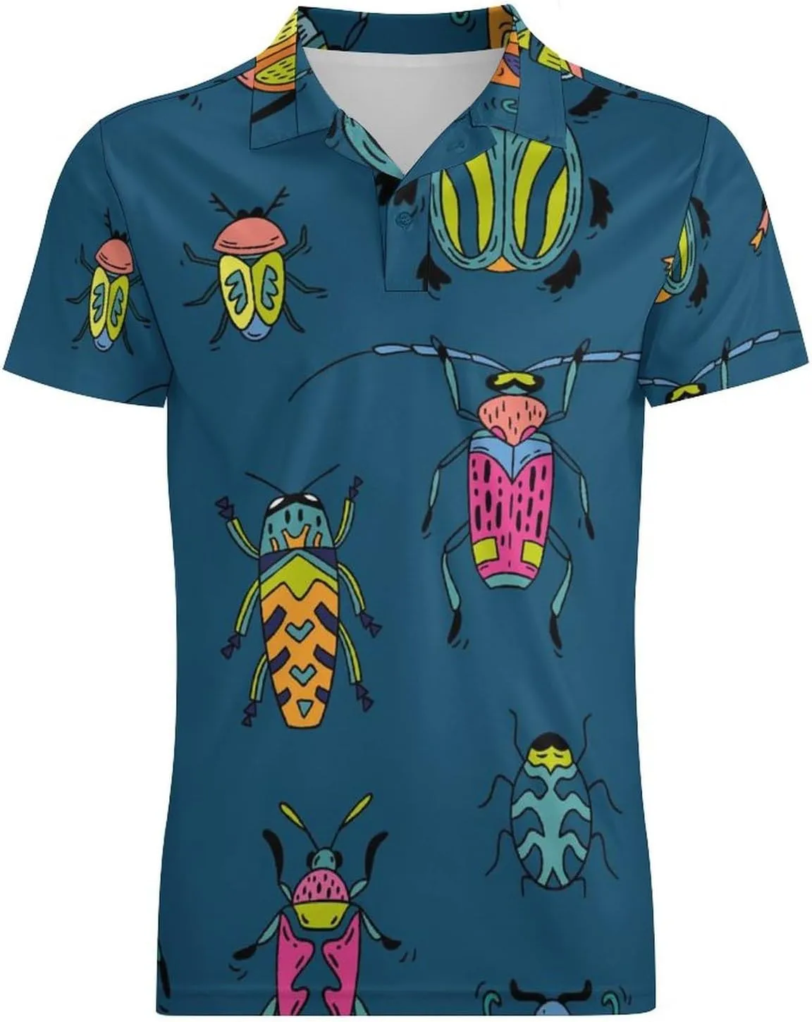 Cute Cartoon Bug Flying Classic Polo Shirts for Men Quick Dry Short Sleeve Fit Golf Tees Casual Tops