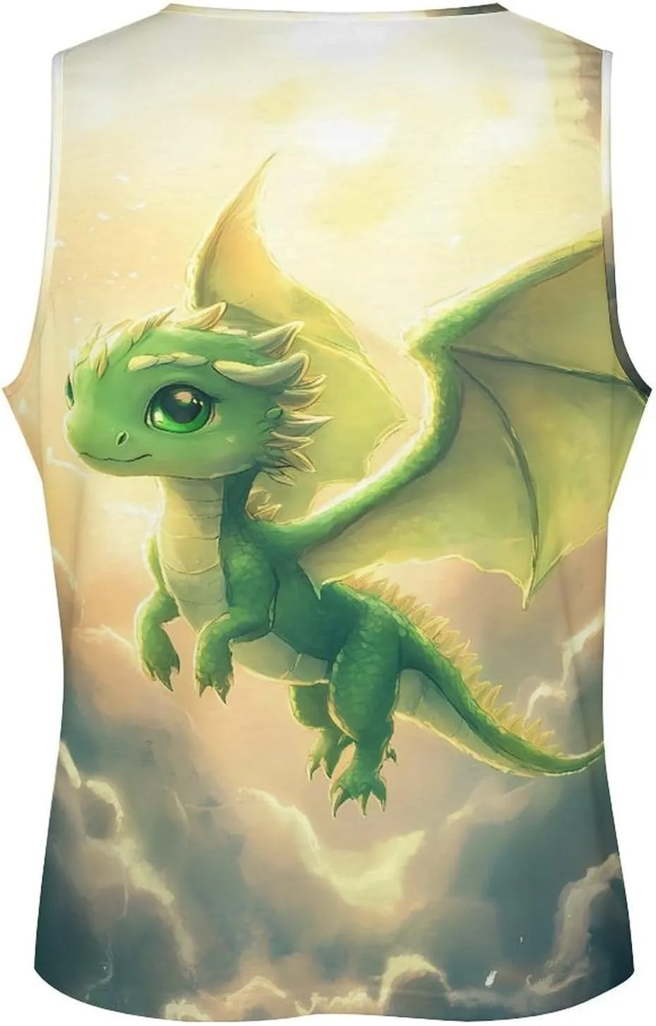 Cute Green Dragon Flying Men's Activewear Tank Tops Gym Sleeveless Muscle T Shirts Workout Tees Vest
