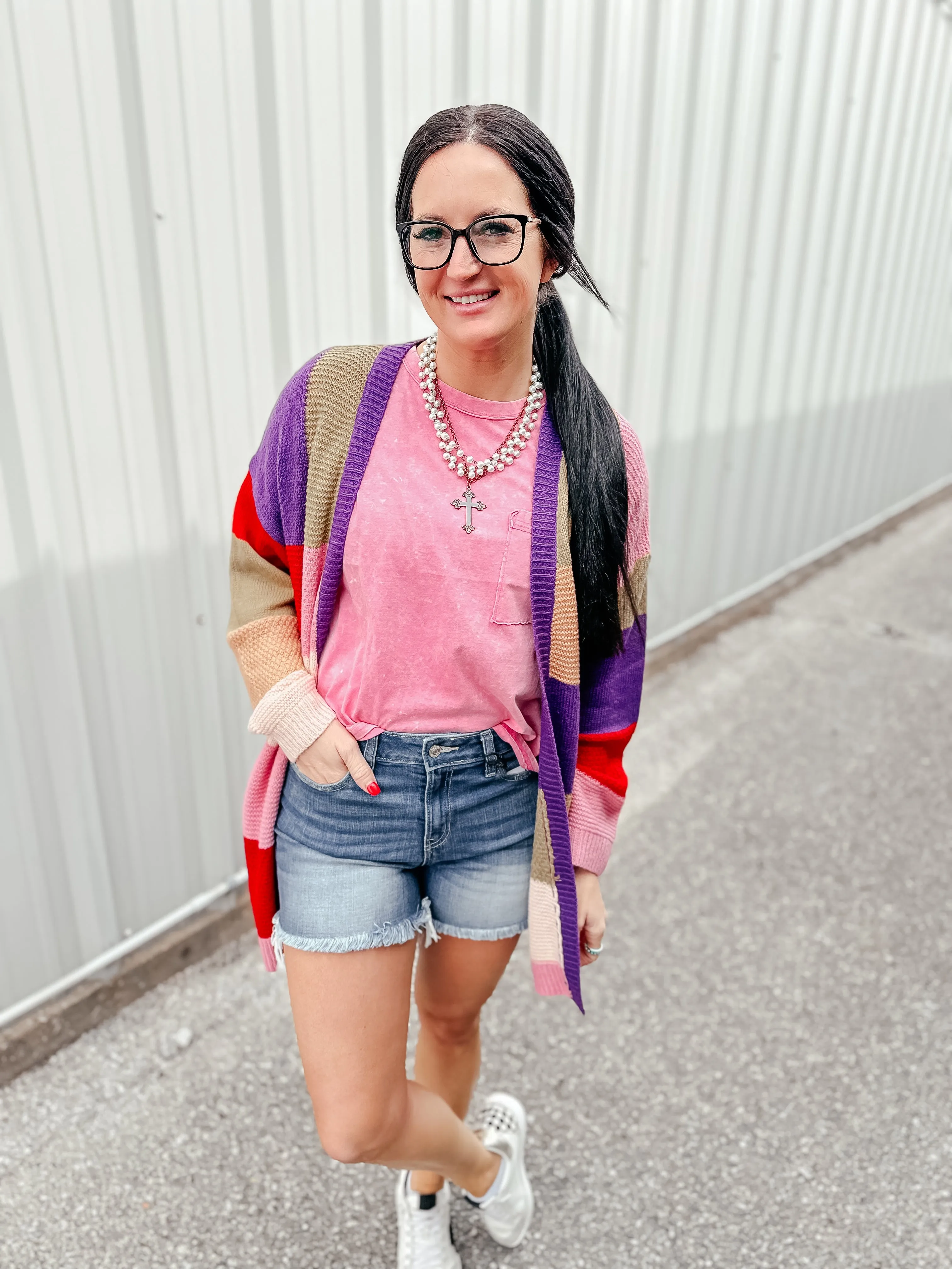 Dave Mid Rise Fray Hem Denim Shorts