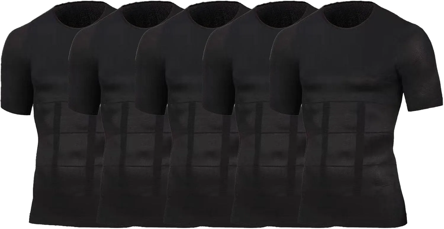 DGHM-JLMY Men's Body Shaper Slimming Compression Shirt Workout Undershirt T-Shirts Running Short Sleeve Athletic Shaperwear