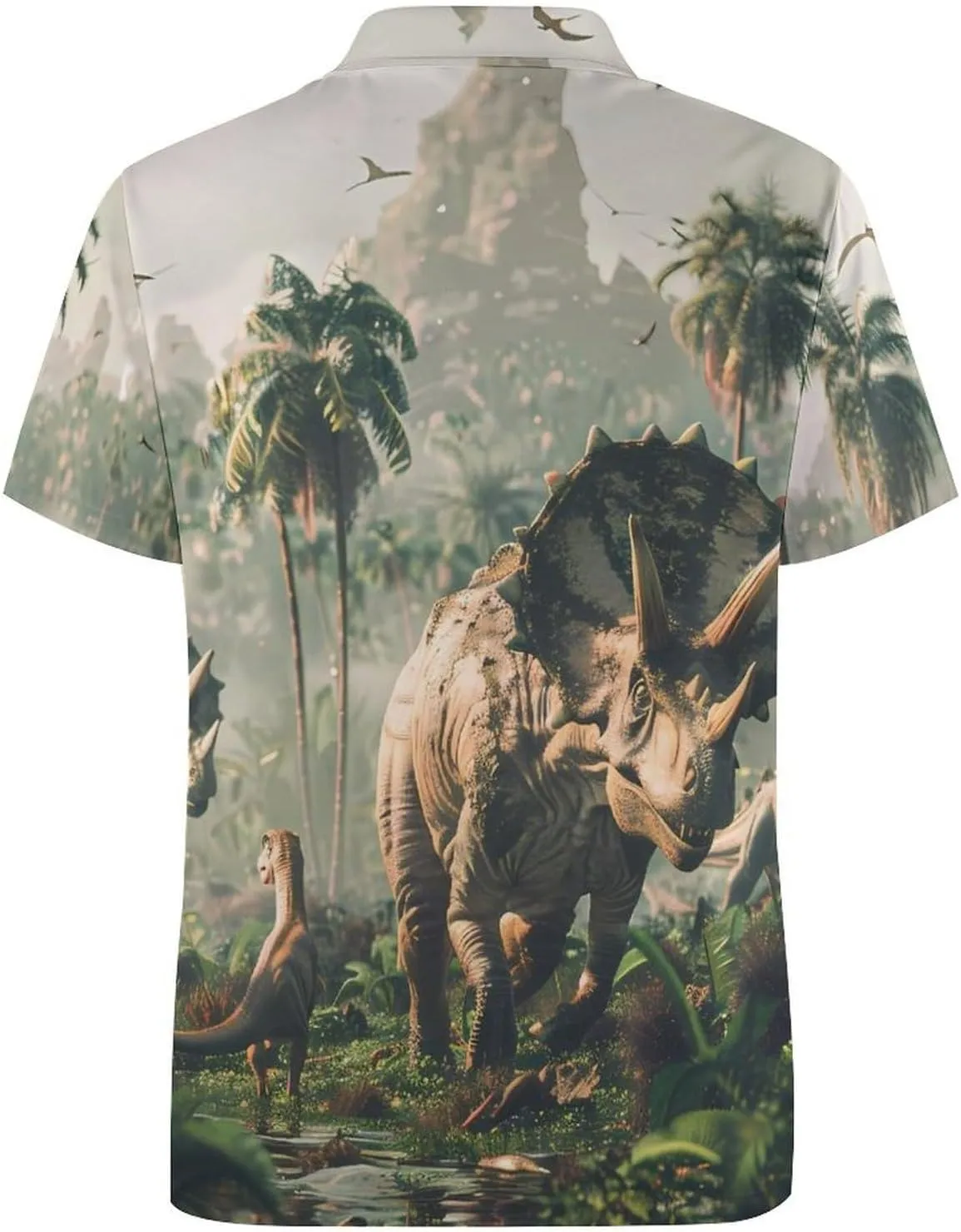 Dinosaurs Triceratops Mens Polo Shirts Quick Dry Short Sleeve T-shirts Slim Tennis Collared Tees Tops