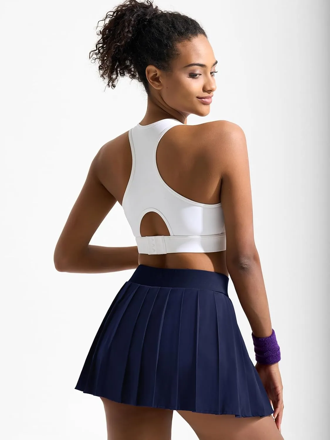 Dokuritu Pleated Skirts for Women with Short High Waist Asymmetrical Tennis Athletic Skort Party Mini Skirt with Pockets