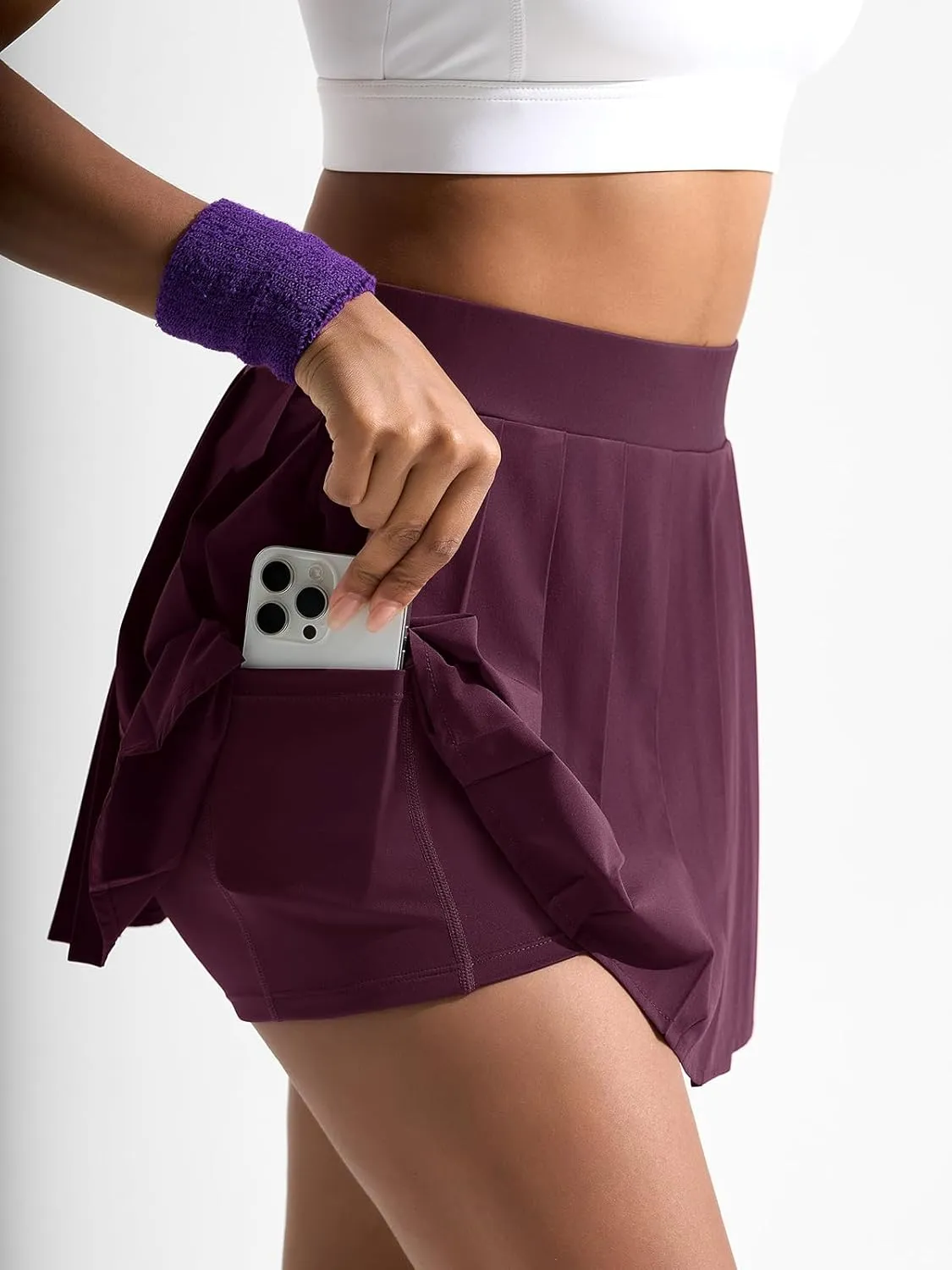 Dokuritu Pleated Skirts for Women with Short High Waist Asymmetrical Tennis Athletic Skort Party Mini Skirt with Pockets