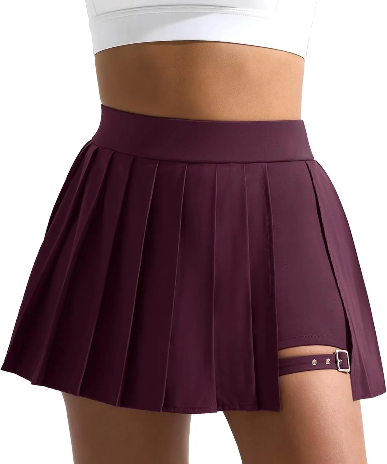 Dokuritu Pleated Skirts for Women with Short High Waist Asymmetrical Tennis Athletic Skort Party Mini Skirt with Pockets
