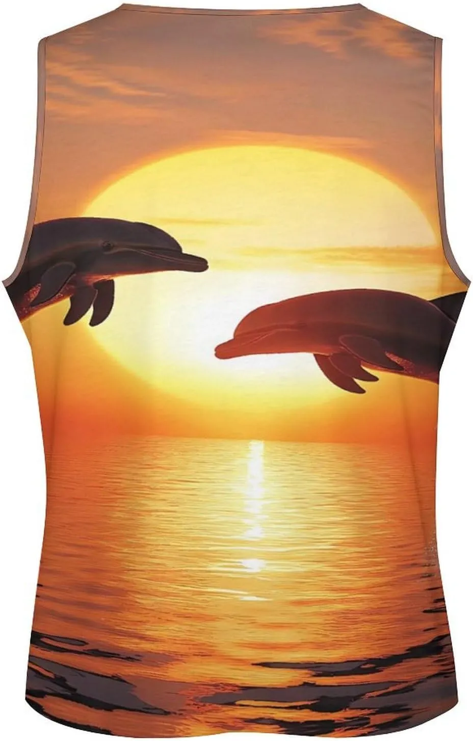 Dolphins Sunset Men's Activewear Tank Tops Gym Sleeveless Muscle T Shirts Workout Tees Vest