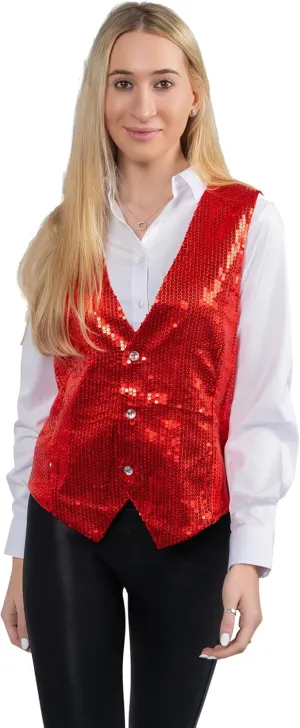 Dress Up America Sequin Vest for Men and Women - Adults Shiny Dance Vest - Disco Party Costume Vests