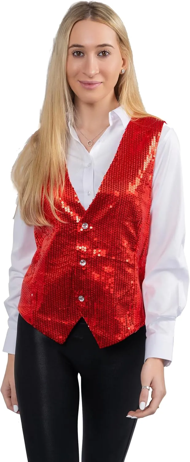 Dress Up America Sequin Vest for Men and Women - Adults Shiny Dance Vest - Disco Party Costume Vests