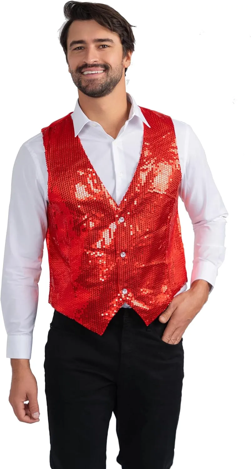 Dress Up America Sequin Vest for Men and Women - Adults Shiny Dance Vest - Disco Party Costume Vests