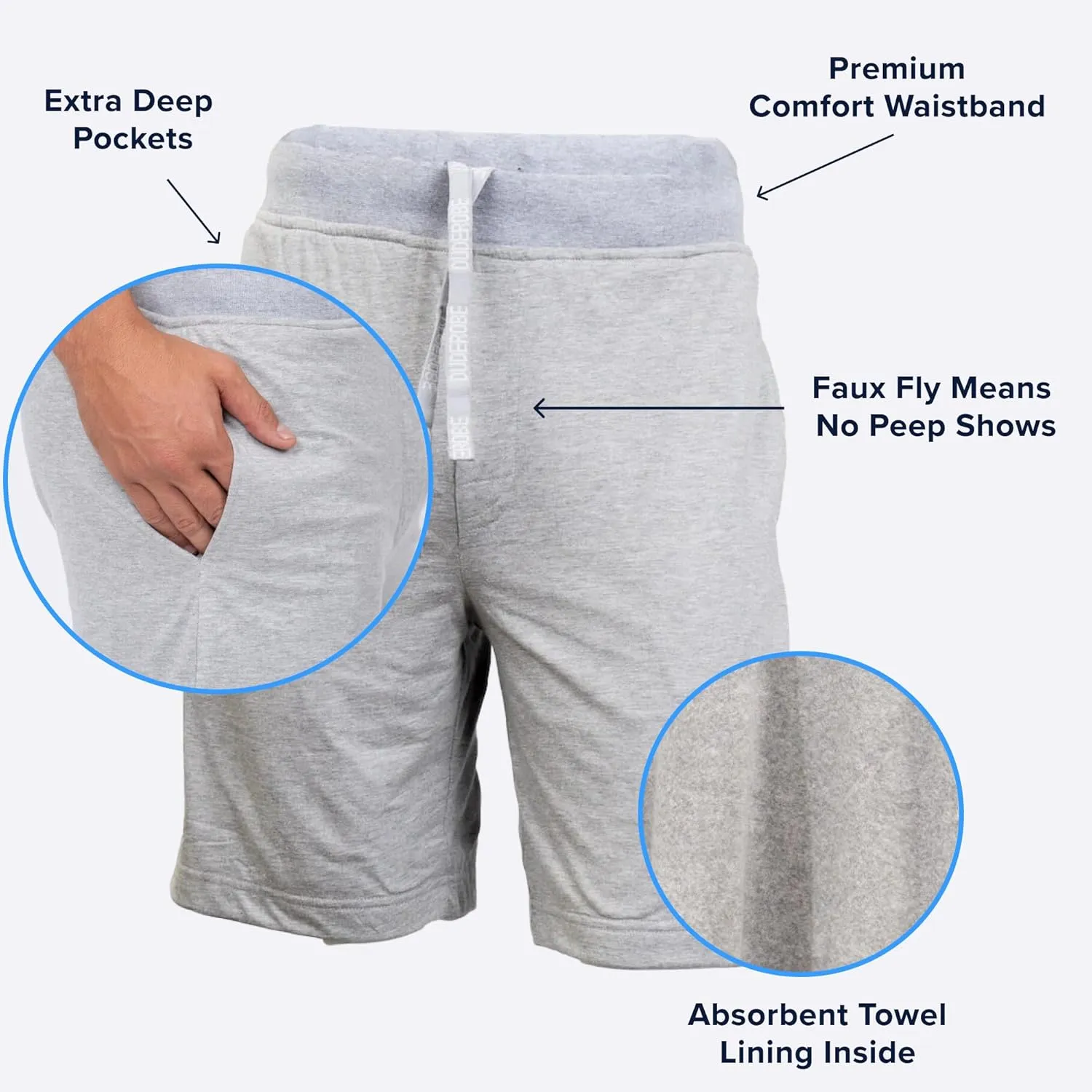 DudeRobe Mens Casual SweatShorts with Drawstring, from Shark Tank! Perfect for Pre/Post Workout, Running, Jogging