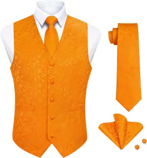 Enlision Suit Vest for Men Formal Paisley Mens Vests Dress Tie and Pocket Square Cufflinks Set Waistcoat Wedding Business