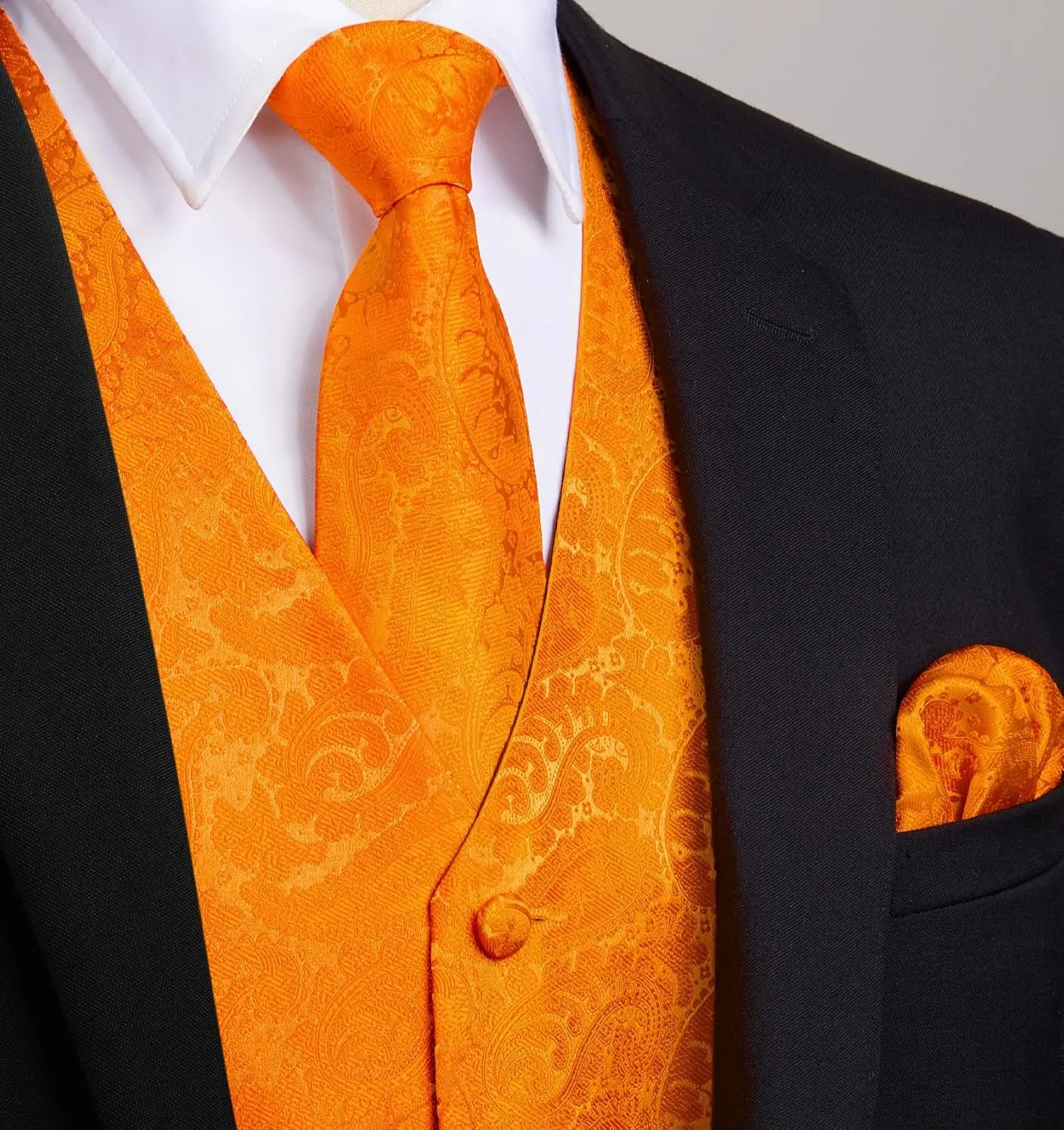 Enlision Suit Vest for Men Formal Paisley Mens Vests Dress Tie and Pocket Square Cufflinks Set Waistcoat Wedding Business