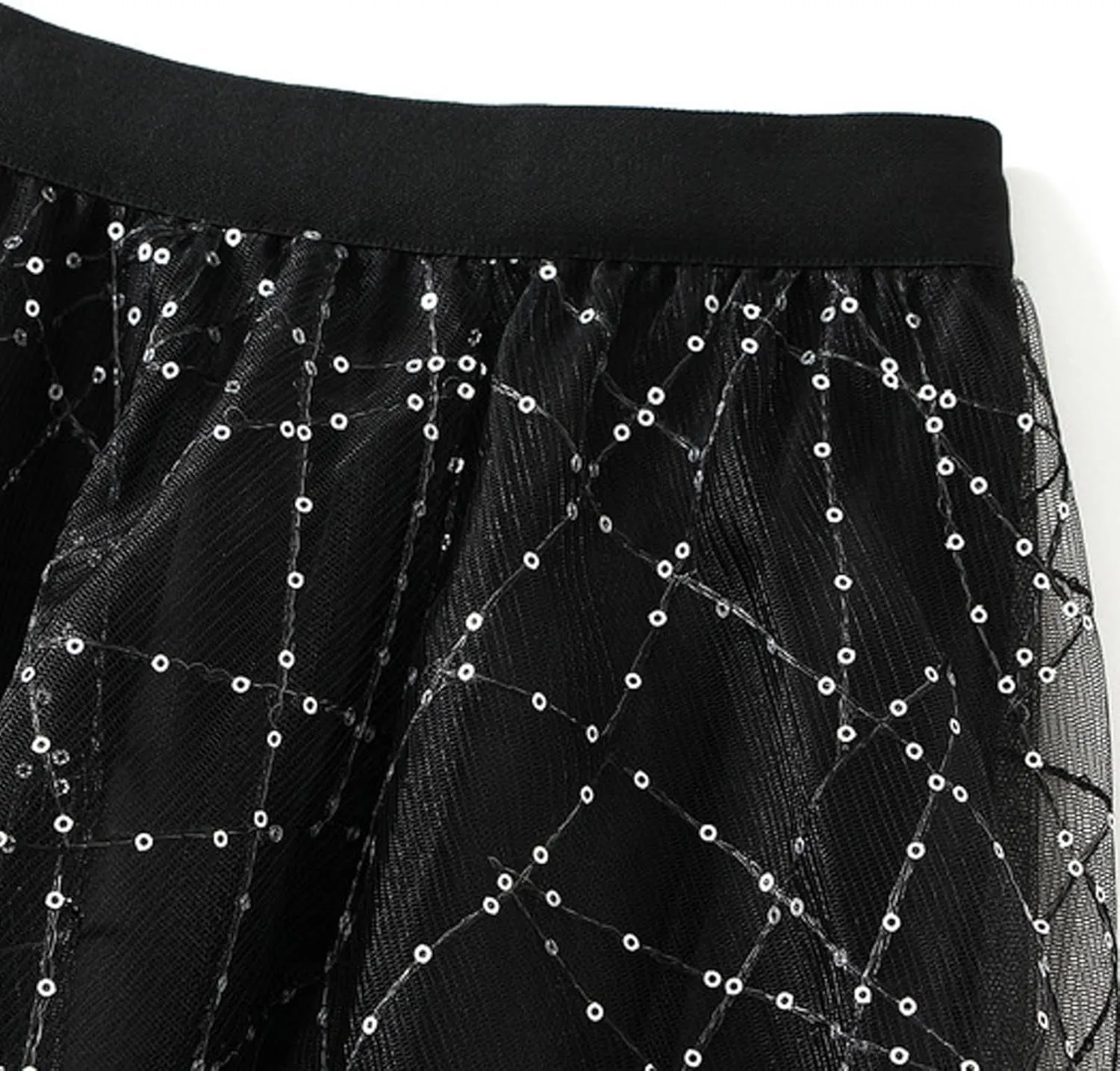 Fashion Skirts for Women 2024 Trendy Women Mid Length Sequin Skirt Dance Party A Line High Waisted Tulle Skirt