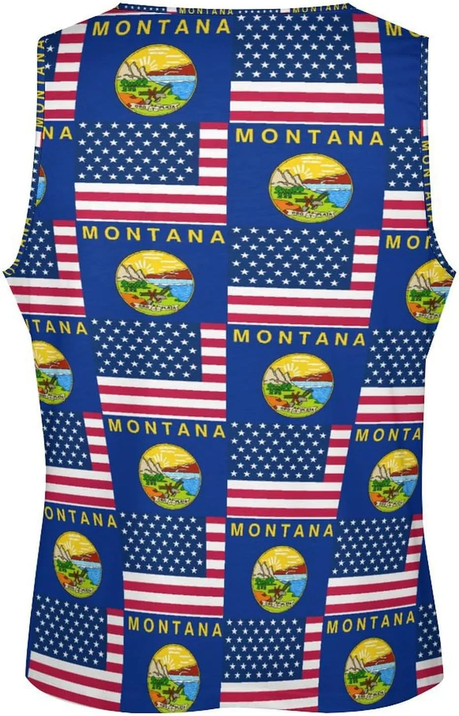 Flag of U.S.A And Montana Men's Activewear Tank Tops Gym Sleeveless Muscle T Shirts Workout Tees Vest