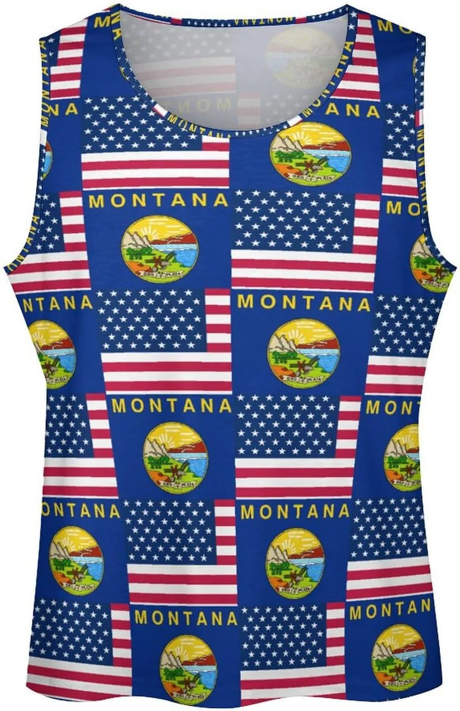 Flag of U.S.A And Montana Men's Activewear Tank Tops Gym Sleeveless Muscle T Shirts Workout Tees Vest