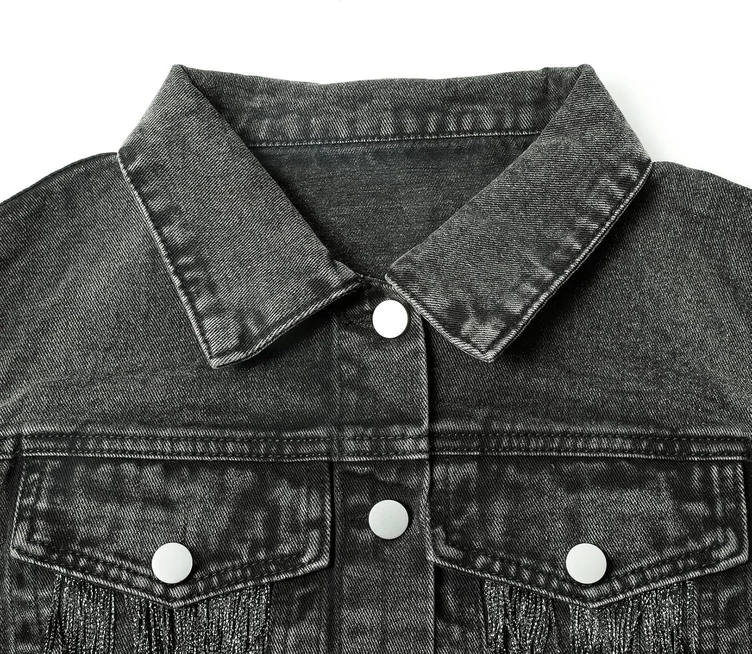Flygo Womens Fringe Denim Vest Sleeveless Button Down Frayed Distressed Tassel Crop Jean Jacket Vests