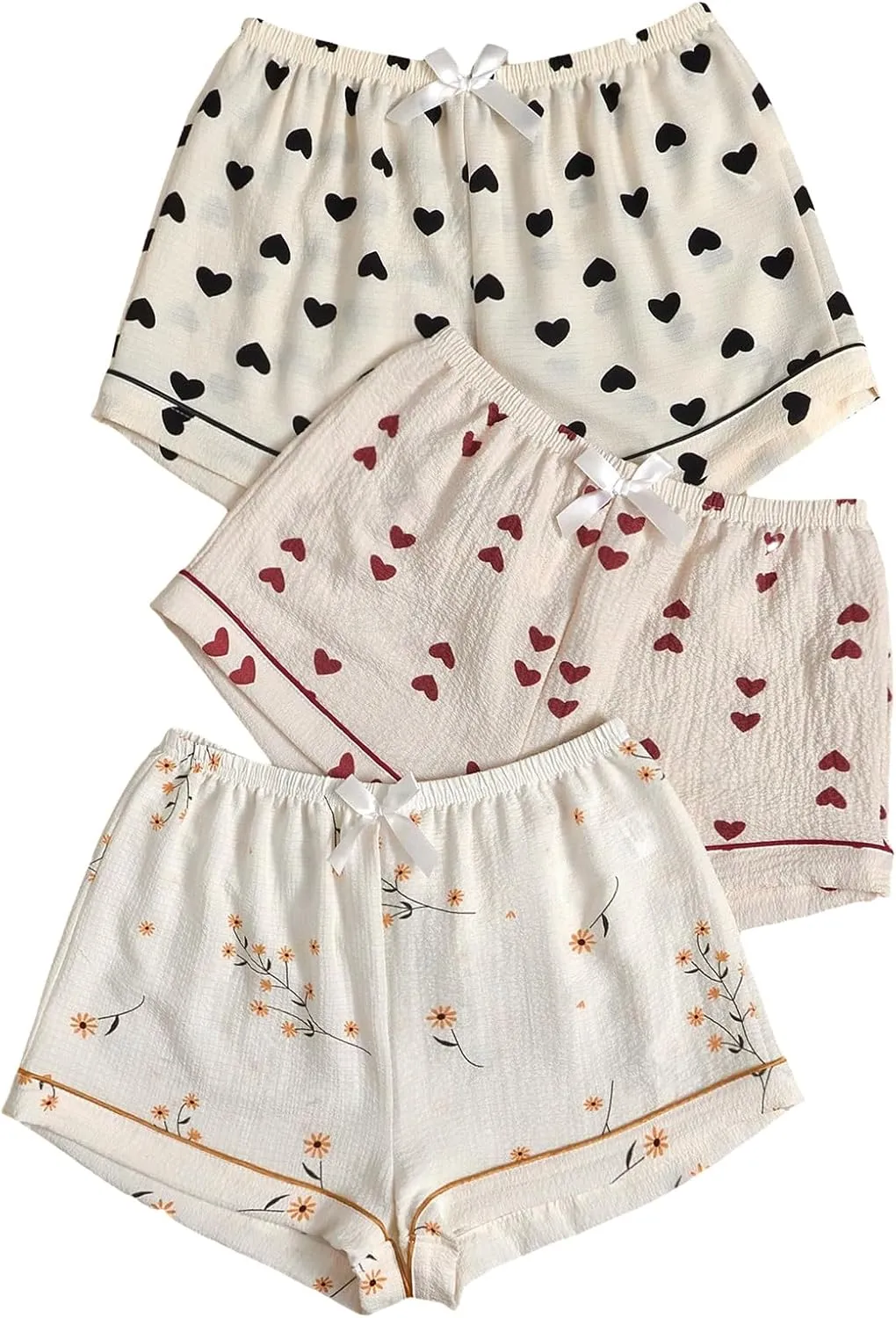 GORGLITTER Women's 3 Piece Plaid Pajama Shorts Elastic Waist Cute Pj Shorts