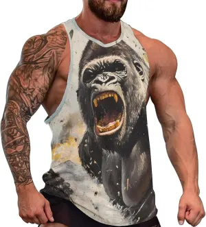 Gorilla War Fighter Jets Men's Activewear Tank Tops Gym Sleeveless Muscle T Shirts Workout Tees Vest