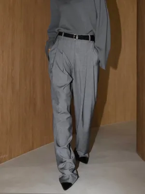Grey Classic High Waisted Tailored Pants