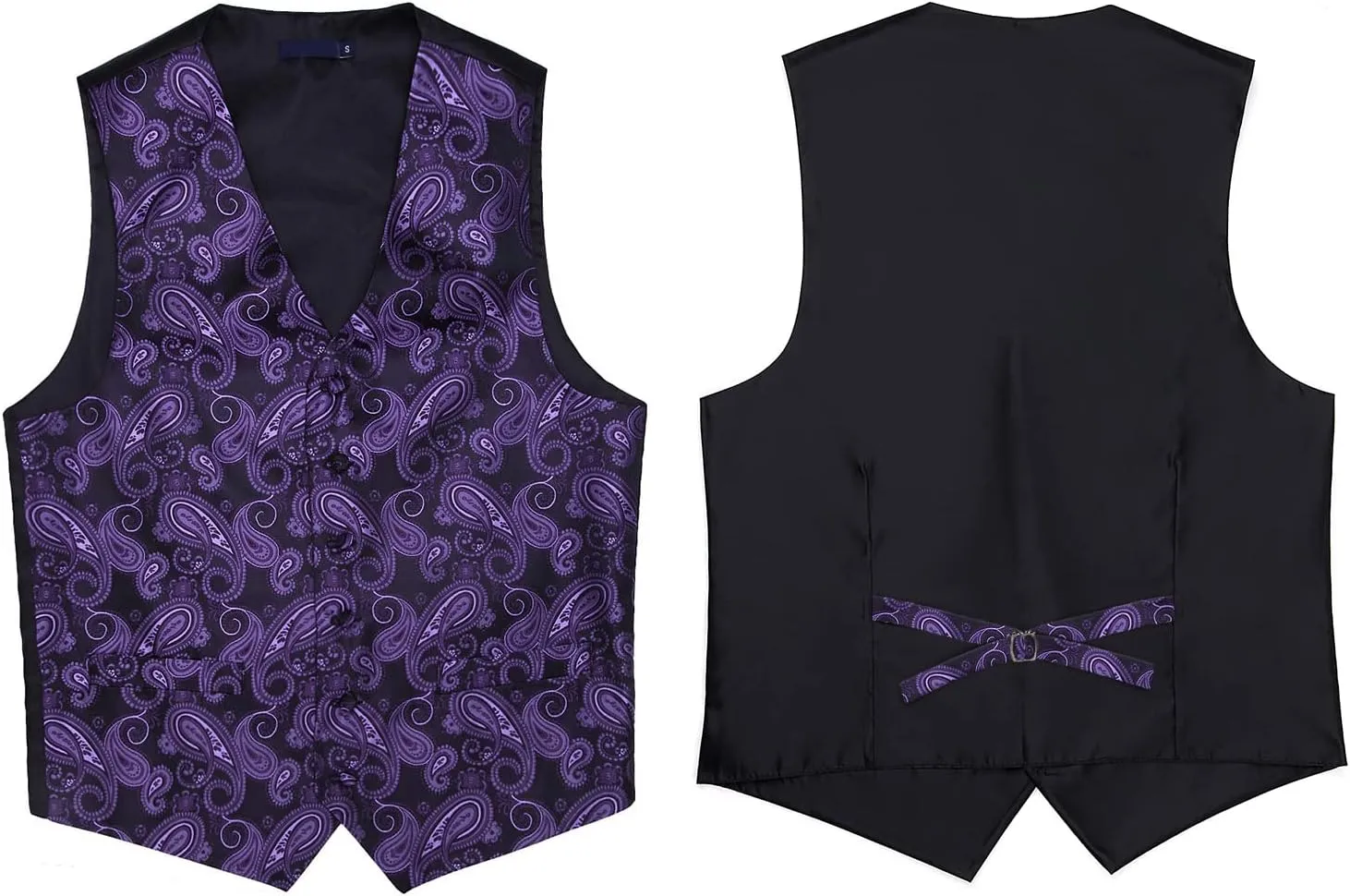 HISDERN Mens Vest Tie Set 3PC Formal Waistcoat Paisley Floral Jacquard Necktie Pocket Square Suit Vests Wedding Party