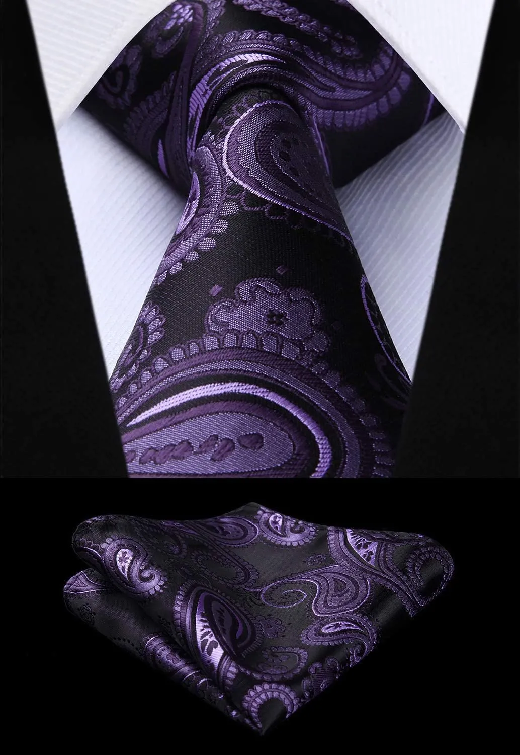 HISDERN Mens Vest Tie Set 3PC Formal Waistcoat Paisley Floral Jacquard Necktie Pocket Square Suit Vests Wedding Party