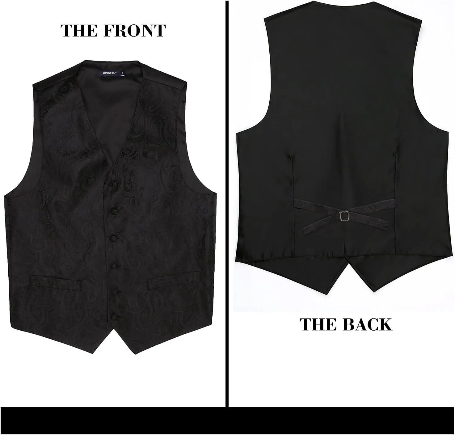 HISDERN Mens Vest Tie Set 3PC Formal Waistcoat Paisley Floral Jacquard Necktie Pocket Square Suit Vests Wedding Party