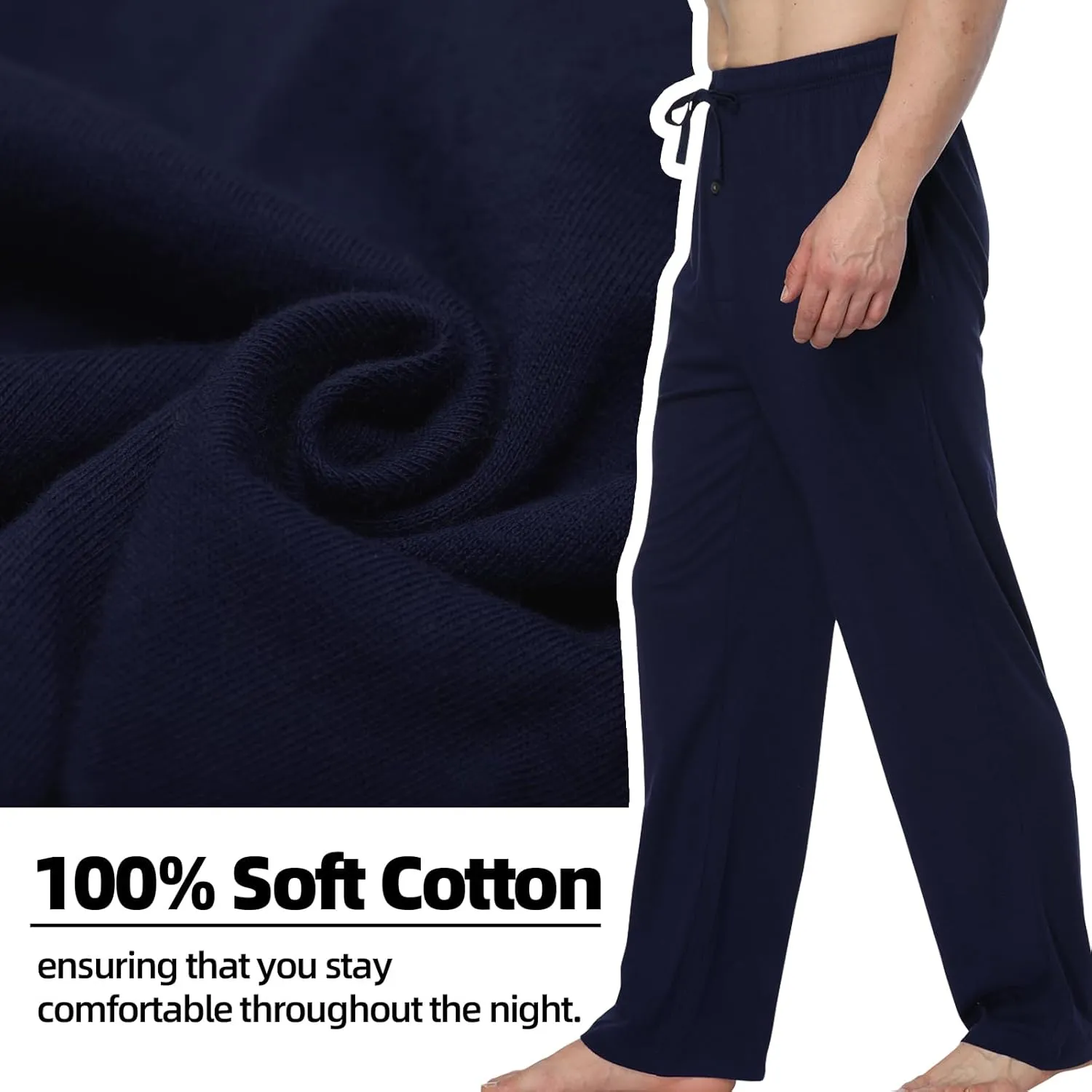 HomyComy Men's Pajama Pants Soft Sleep Pants Pajama Bottoms Cotton Lounge Pants with Pockets