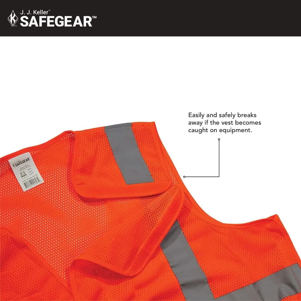 J. J. Keller & Associates, Inc. High Visibility Breakaway Safety Vest, Type R Class 2, 5-Pack, SAFEGEAR